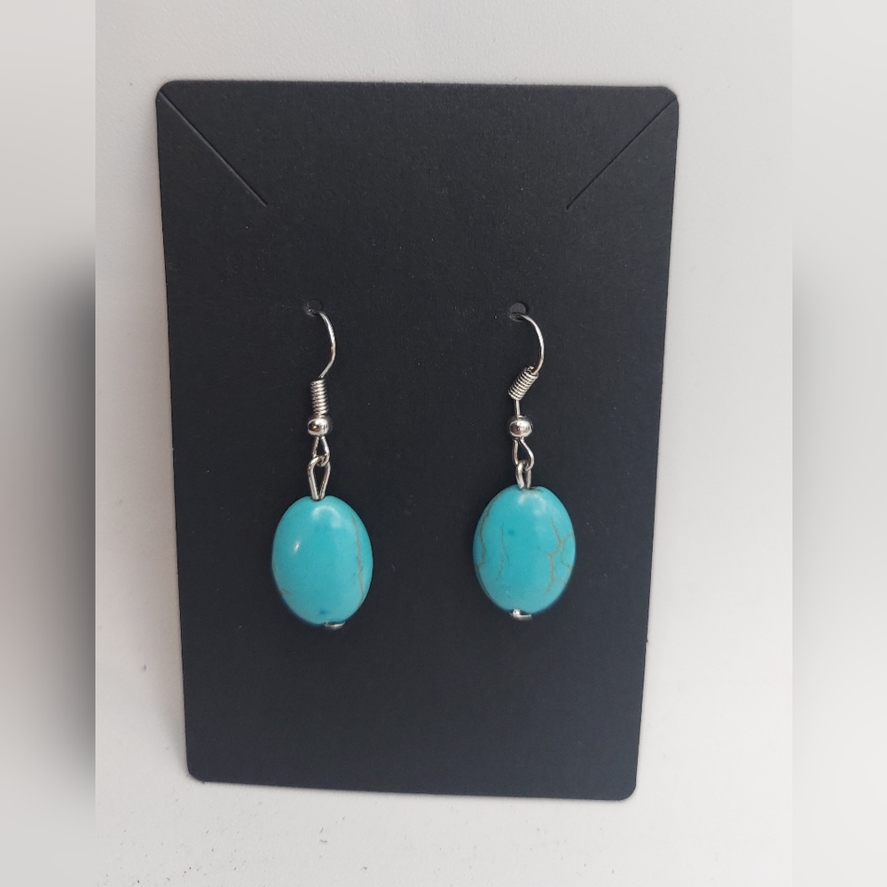Vintage oval turquoise drop earrings
